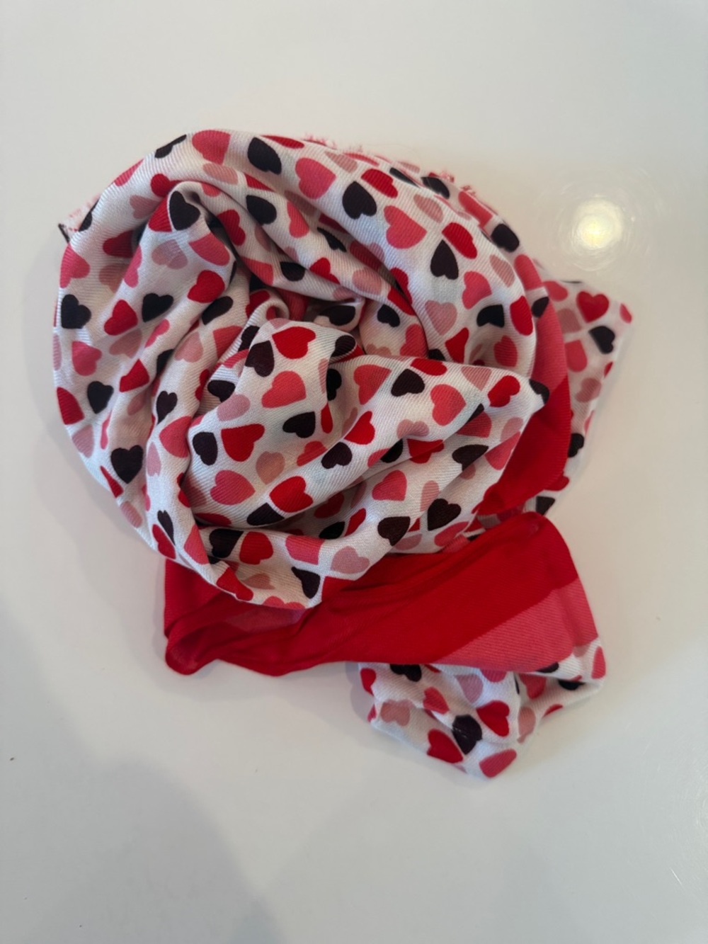 kate spade Hearts Print Pink, Red & Black Lightweight Scarf
